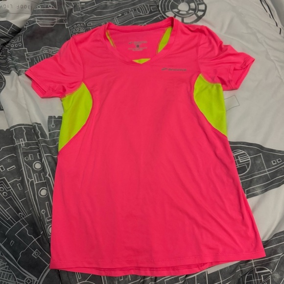 Fluorescent Pink and Yellow Women’s Athletic Shirt - Picture 1 of 4